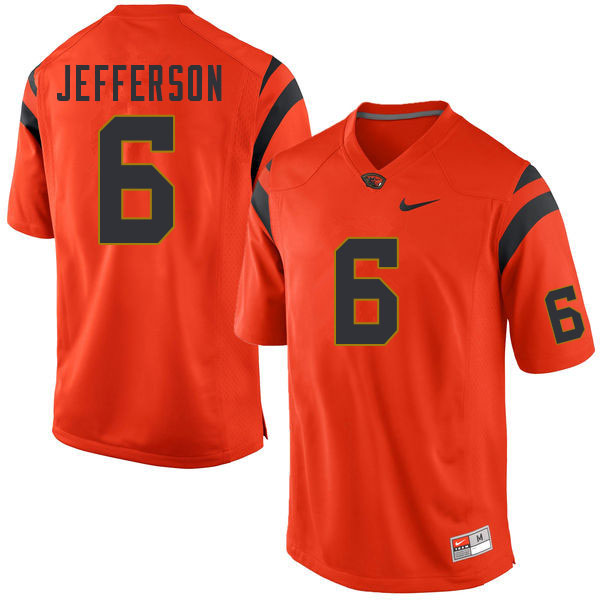 Men #6 Jermar Jefferson Oregon State Beavers College Football Jerseys Sale-Orange